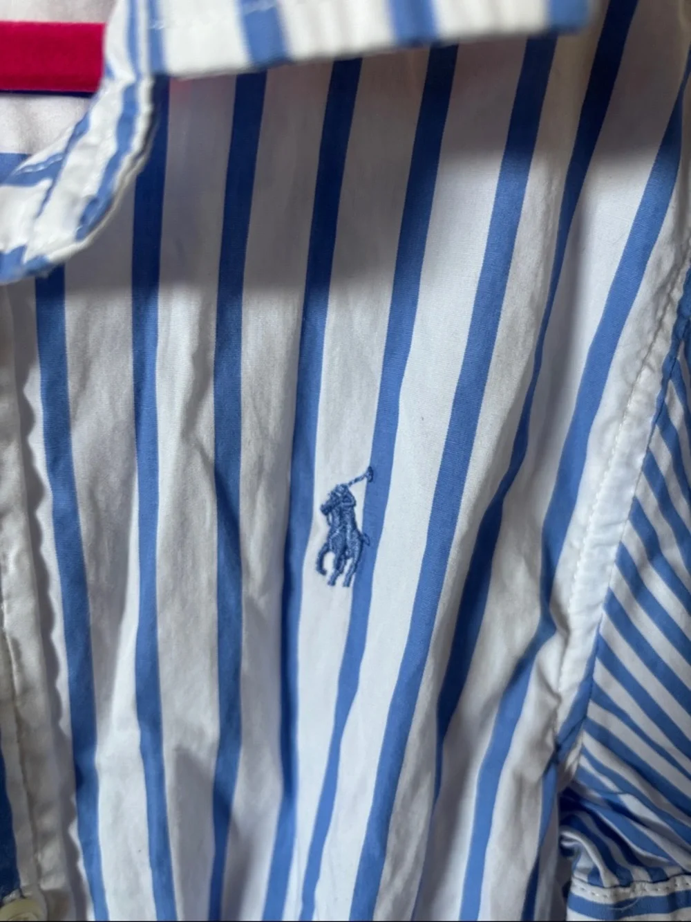 Ralph Lauren Light Blue and White Striped Button-Up Dress